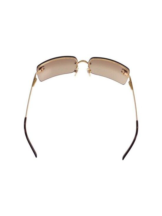 Chanel Half Rimless CC Logo Eyewear Sunglasses Rhinestone Gold Brown Y2K Vintage main image 12